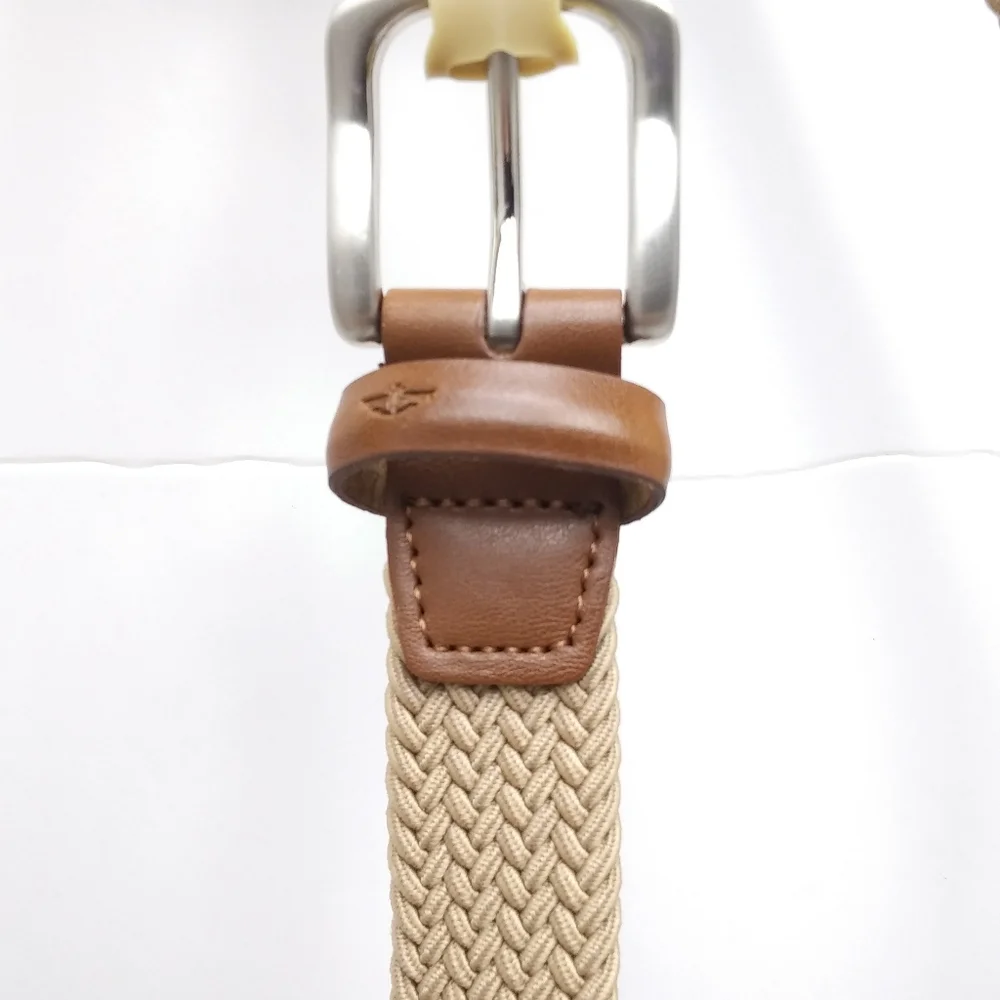 Big Boy's DOCKERS Khaki and Leather Woven Elastic Belt XL NWT